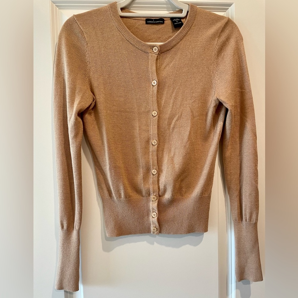 Silk & cashmere camel color cardigan, S